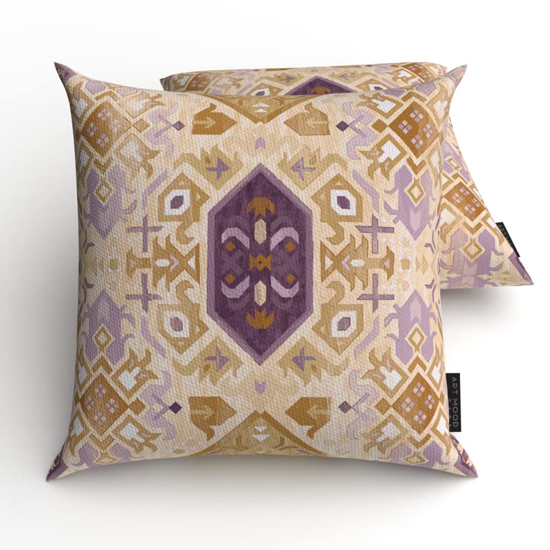 Bohos 1 Stripes Velvet Cushion Cover, a plush multicolor decorative pillow with a chic bohemian striped design, 40x40 cm, combines rich texture with a free-spirited and stylish pattern