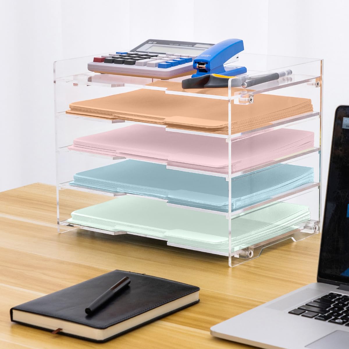 Clear Acrylic File Paper and Letter Tray, Office Supplies Desk Organizer for Folders and Documents, for Home, School, Desktop Organization and Decor