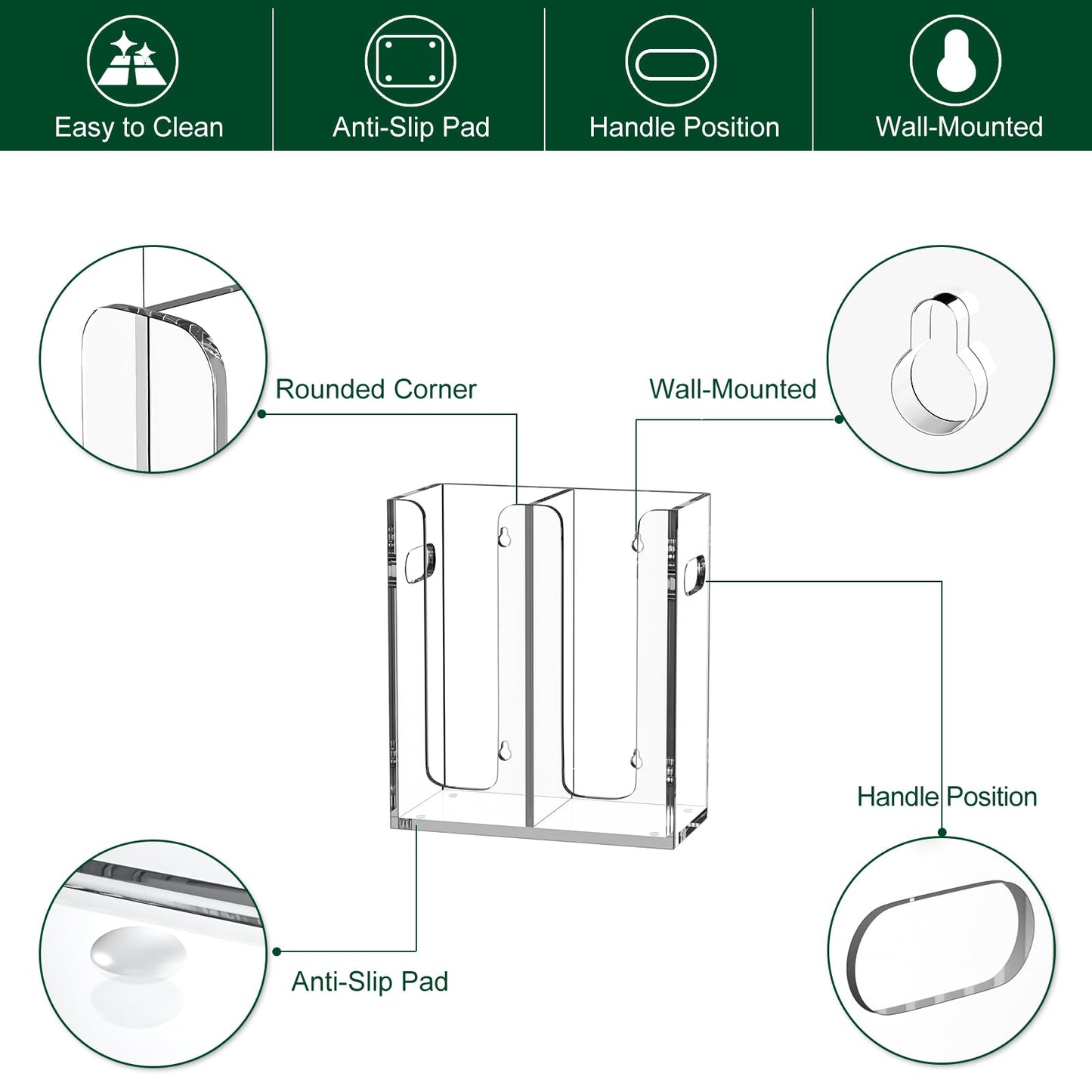 Clear Acrylic Coffee Cup Dispenser with Handles, Compartment Countertop or Wall Mounted Organizer for Hot and Cold Drink Cups and Lids
