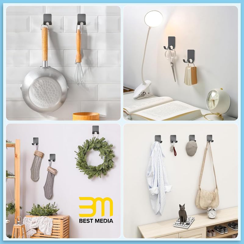 Clear Acrylic Adhesive Razor Holder Hooks 2 Pack, Waterproof His and Hers Shower Wall Organizer, Modern, For Bathroom and Bathtub Organization