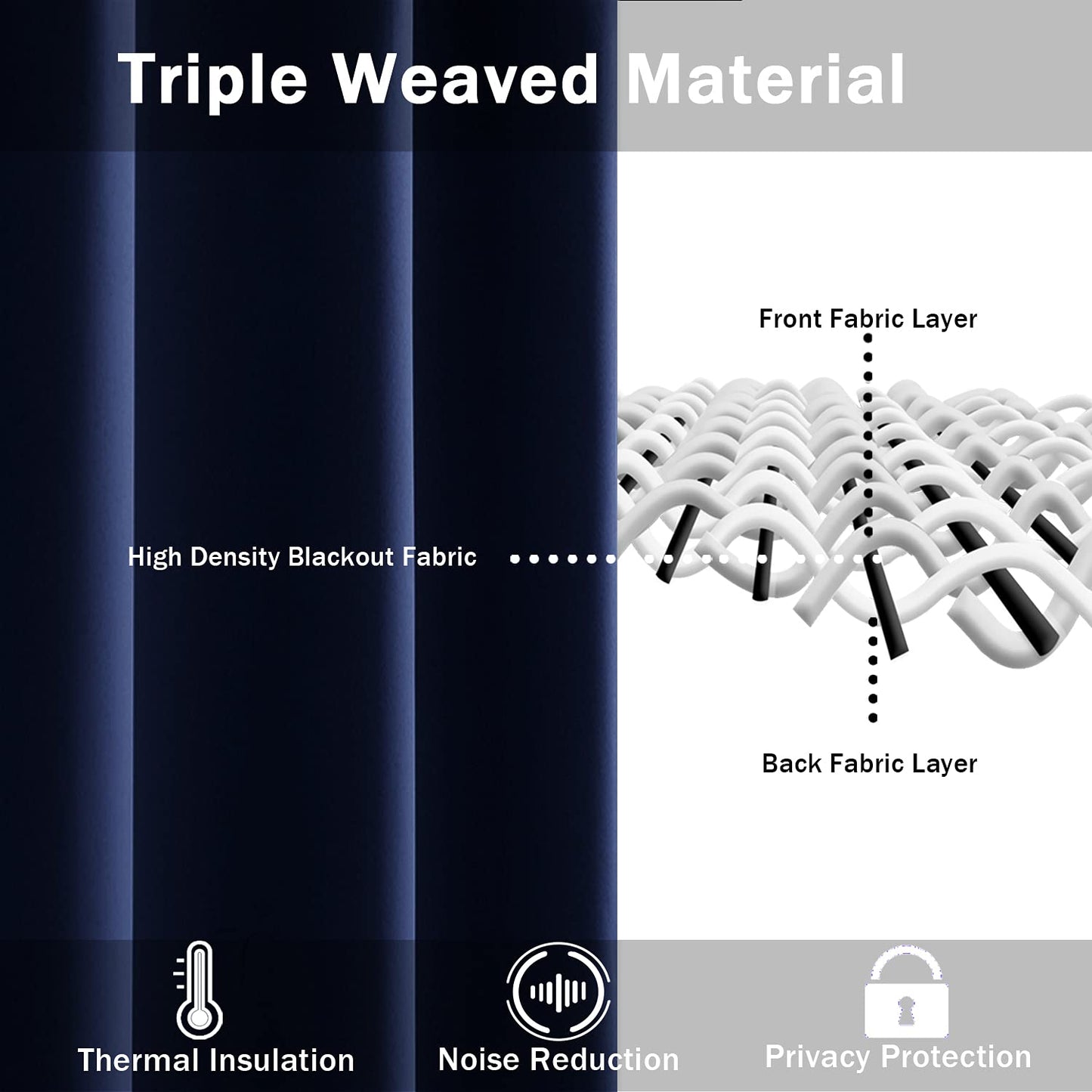 Blackout Curtains for Bedroom - Thermal Insulated Room Darkening Noise Reducing- cover pocket design - 1 panel with tie-pack