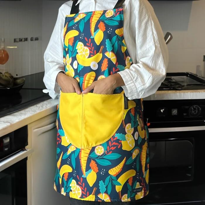 Apron, Cross-Back Design, Soft Cotton-Like Fabric, One Size, Lightweight Breathable Unisex with Front Pocket, for Cooking, and Daily Use