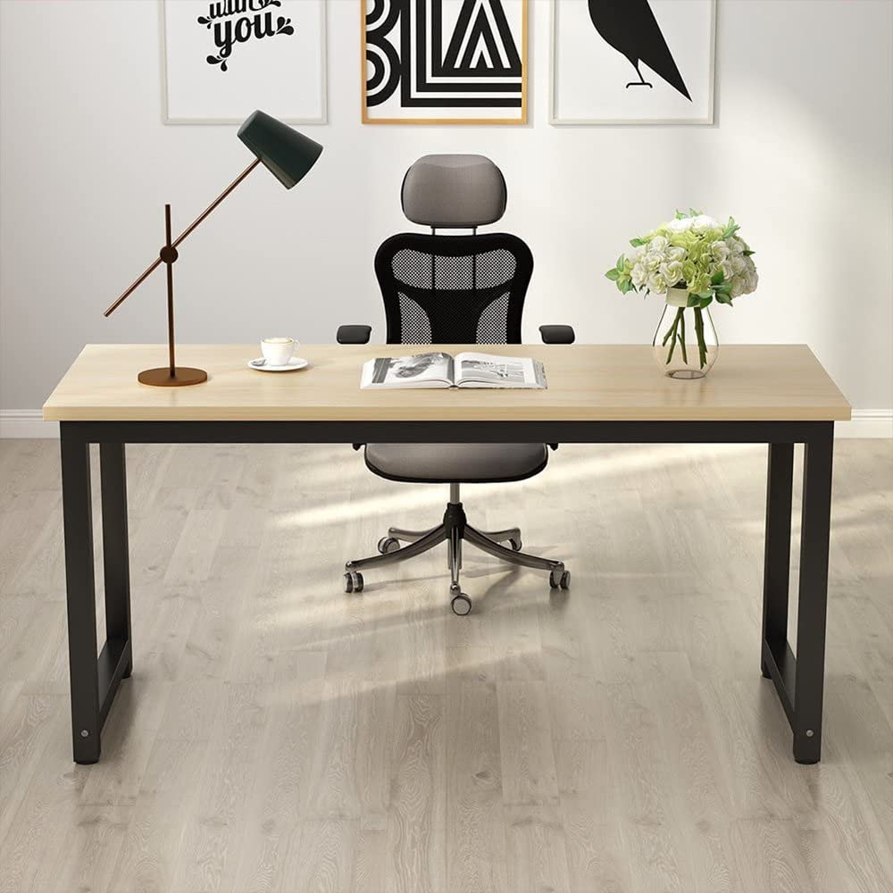 Computer Desk,100cm Computer Table PC Laptop Modern Study Table, Office Desk Workstation for Home Office with Extra Strong Legs,Writing Desk,Beige