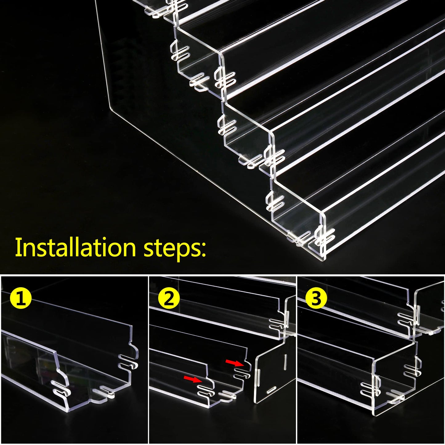 Acrylic 5-Tier Sunglasses Organizer, Clear Countertop Display Stand for Eyewear, Nail Polish, Makeup, or Essential Oils, Tool-Free Assembly, Shelf Storage for Home or Retail Use, Clear