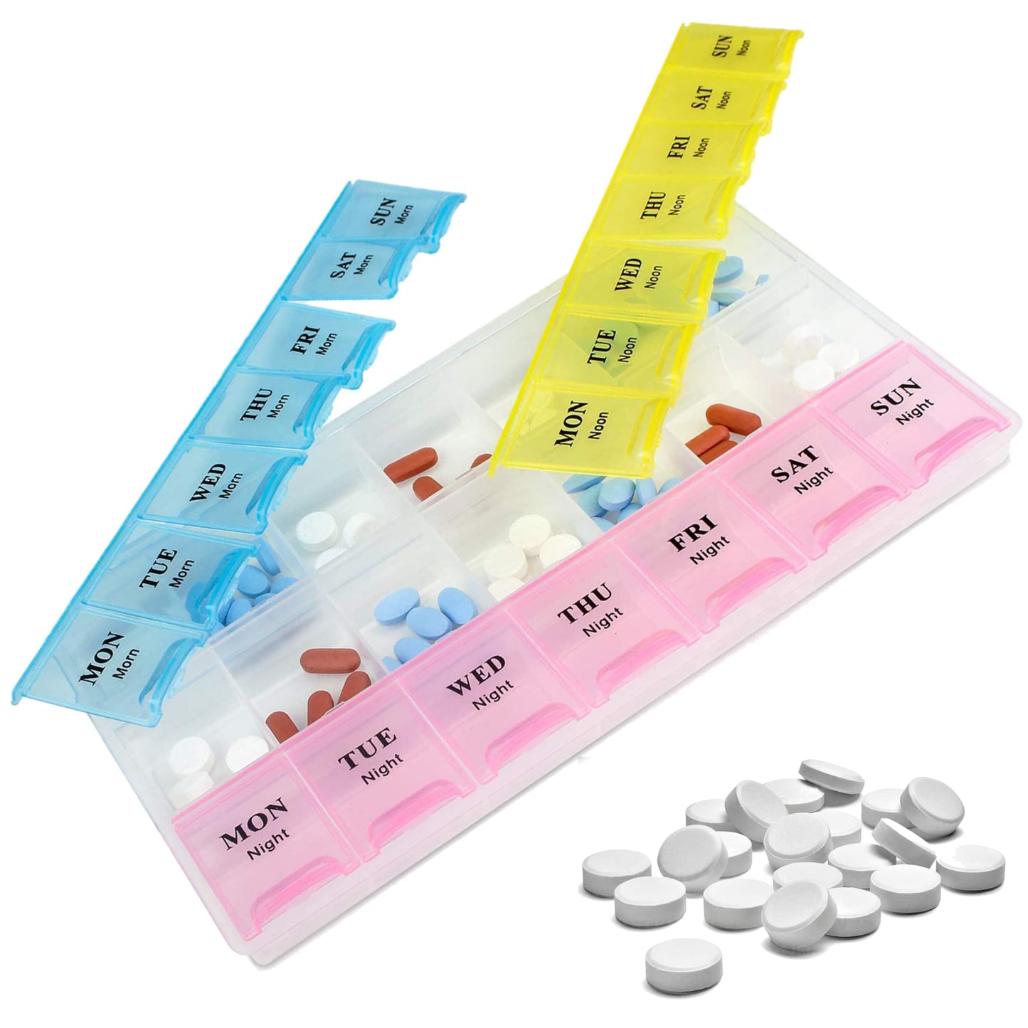Weekly Medicine Box Organizer, 21 Slots, 3 Rows, 7-Day Pill Storage Case, Portable Tablet Holder for Travel, Daily Pill Organizer with Secure Lid, Compact Design