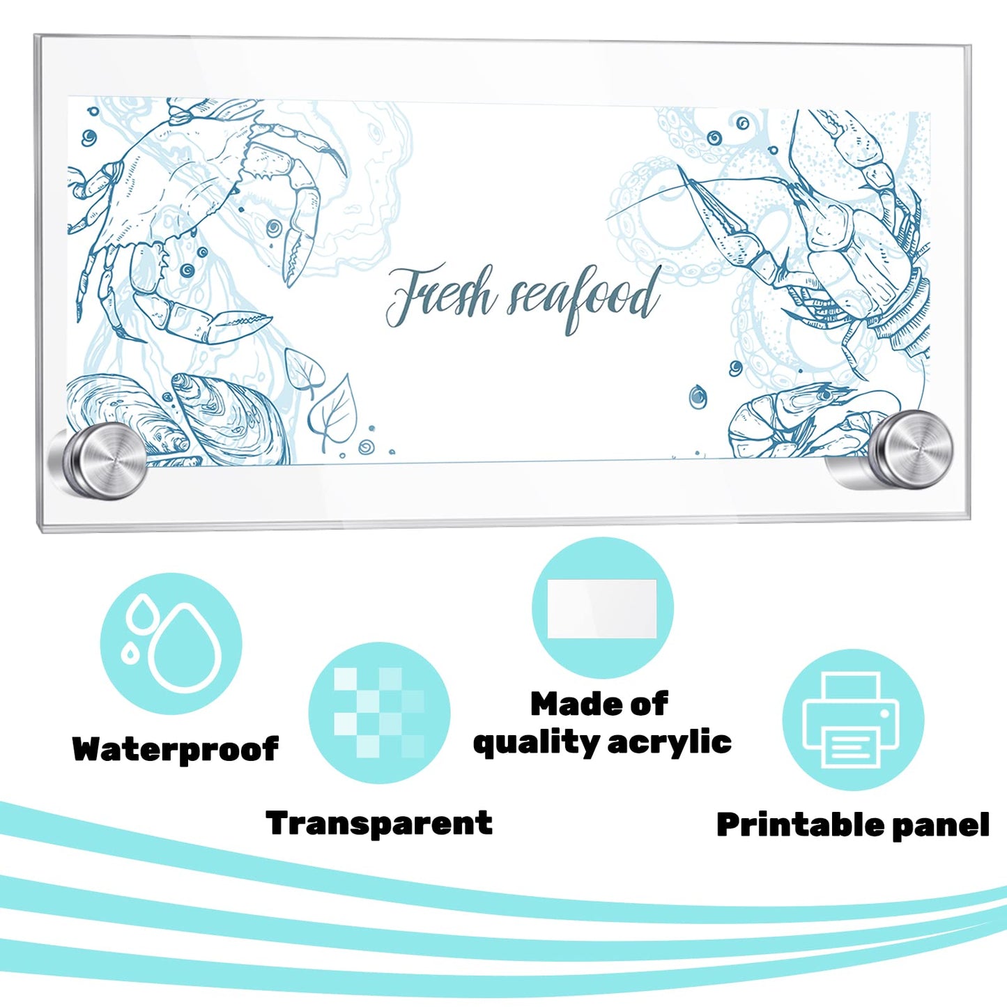 4 Sets Wall Mount Acrylic Name Plate Holders, 15x7 CM Clear Office Door Sign with Stainless Steel Standoff Screws, Modern Display Frames for Business, Home, and Stores