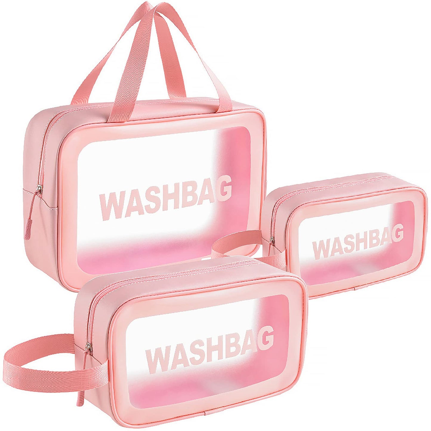Clear Toiletry Bag Set of 3, Transparent Makeup Cosmetic Bags, Travel Wash Pouch for Women,Waterproof Organizer for Toiletries, Skincare, and Accessories