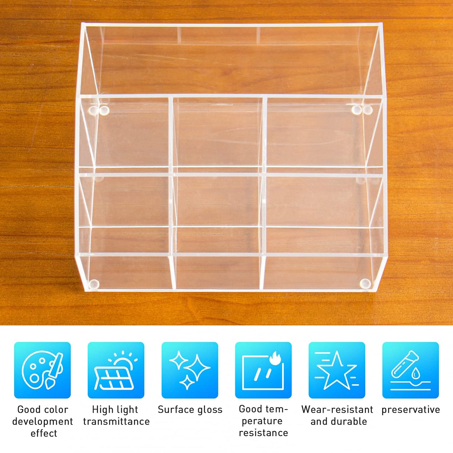 Clear Acrylic Pen Holder, Desk Organizer for Pencils, Stationery, Office and Art Supplies