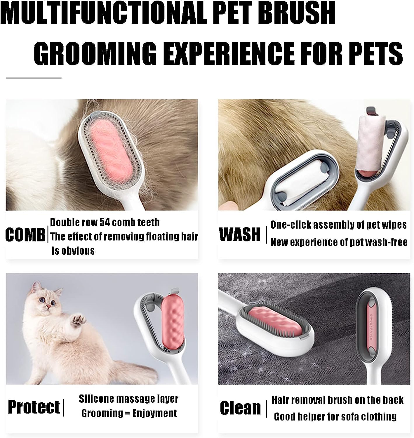 Dog Cat Grooming Brush, Pet Hair Detangler Tool Cat Pet Brush Self Cleaning Brush for Pets, Loose Fur and Long Hair Remover Massager (Light Green)