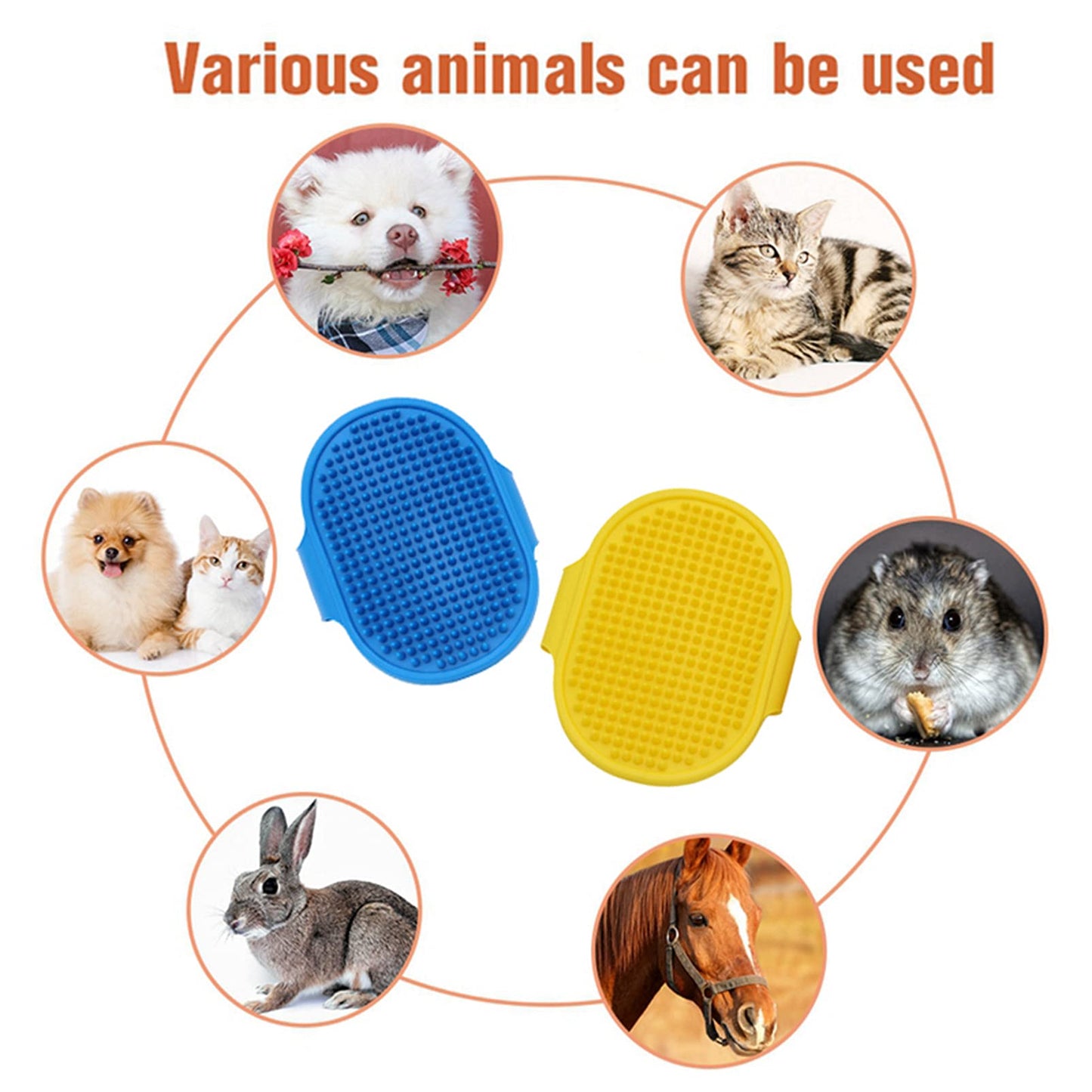 Dog Grooming Brush, Pet Shampoo Bath Brush Shower Wash Glove Soft Rubber Soothing Massager with Adjustable Strap Handle for Long Short Haired Dogs Cats Puppy Washing Grooming Cleaning Loose Fur & Dirt