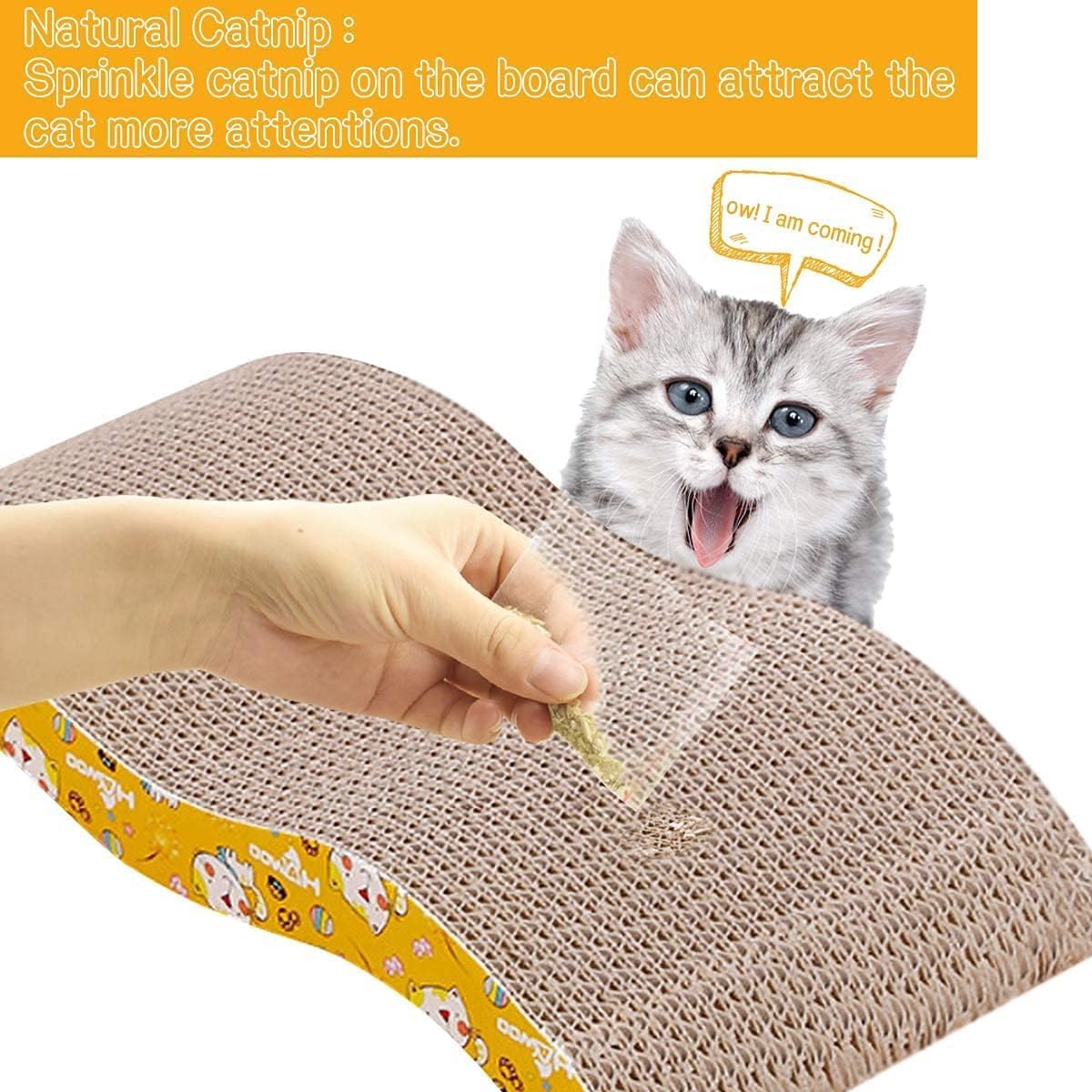 Cat Scratching Board - Reversible Corrugated Cardboard Cat Scratcher Pad with Catnip, Durable Lounge & Couch Protector for Indoor Cats