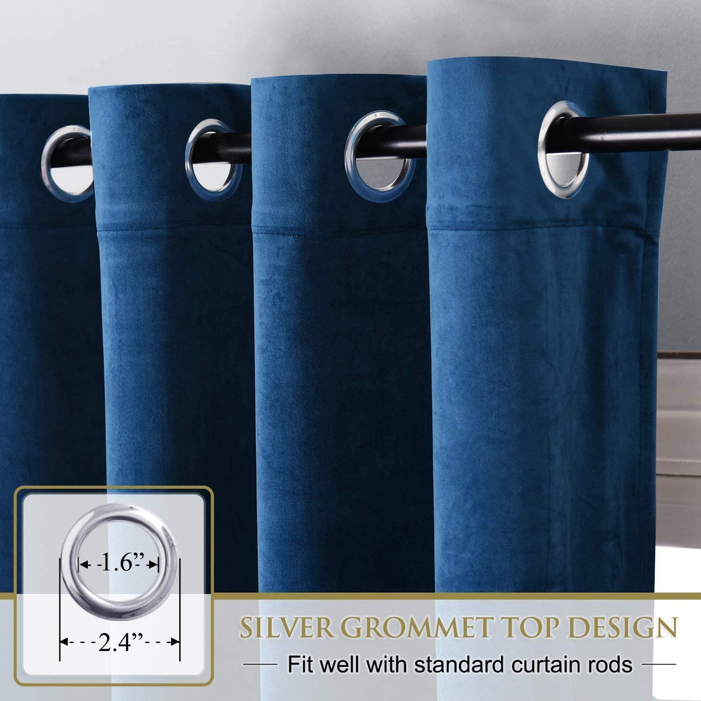 Elegant Velvet Curtains - Thermal Insulated Curtains for Living Room,steel Grommets - Light Blocking Shades - 2 panels