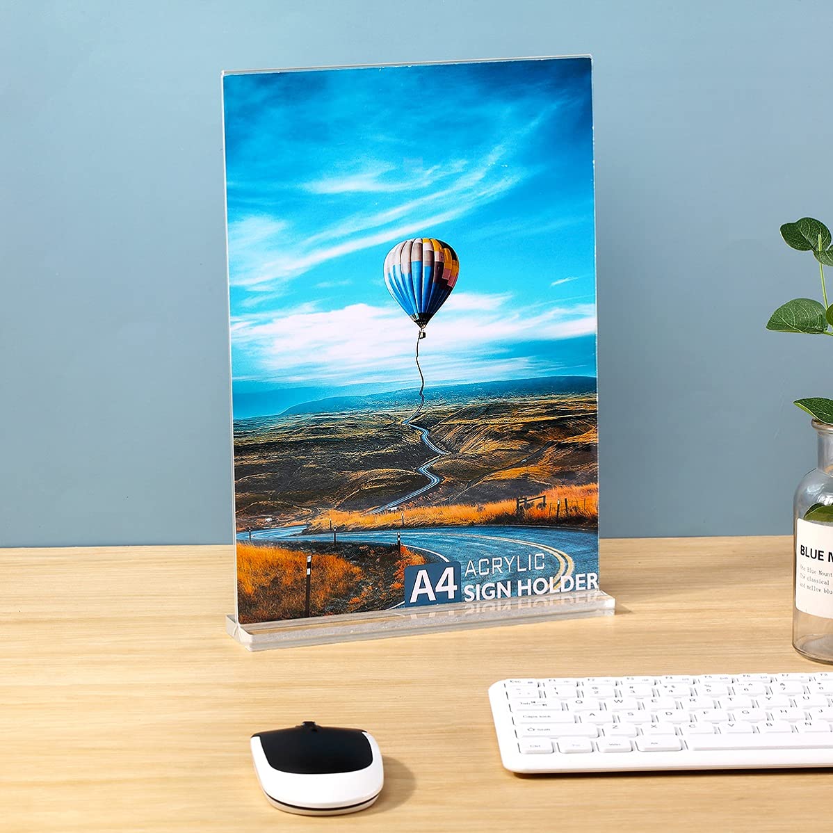 Acrylic Sign Holder A4, 6-Pack Double-Sided Clear T-Shape Display Stands for Menus, Posters, Advertisements, Flyers and Signs, Suitable for Tables in Hotels, Shops, Restaurants and Offices