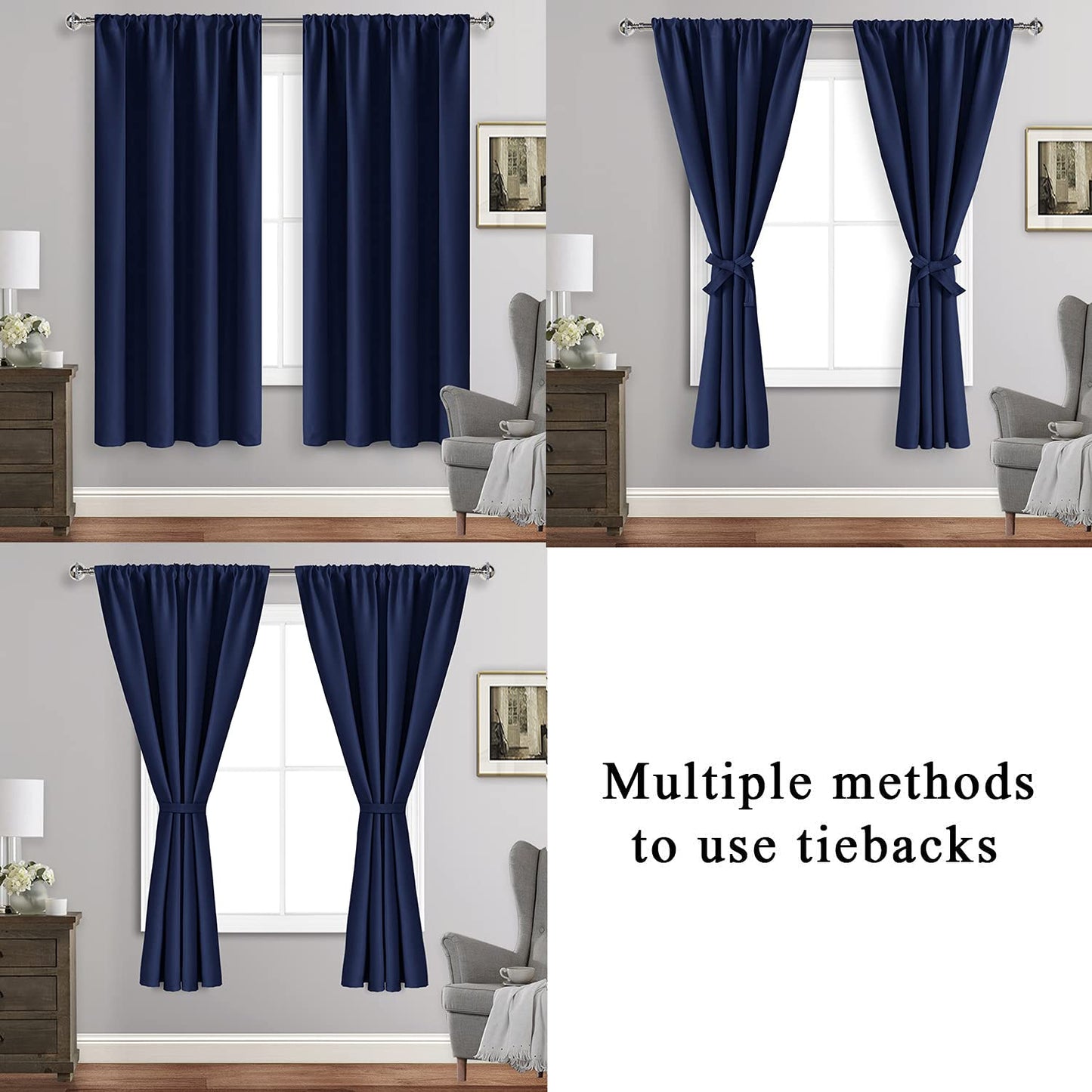 Blackout Curtains for Bedroom - Thermal Insulated Room Darkening Noise Reducing- cover pocket design - 1 panel with tie-pack