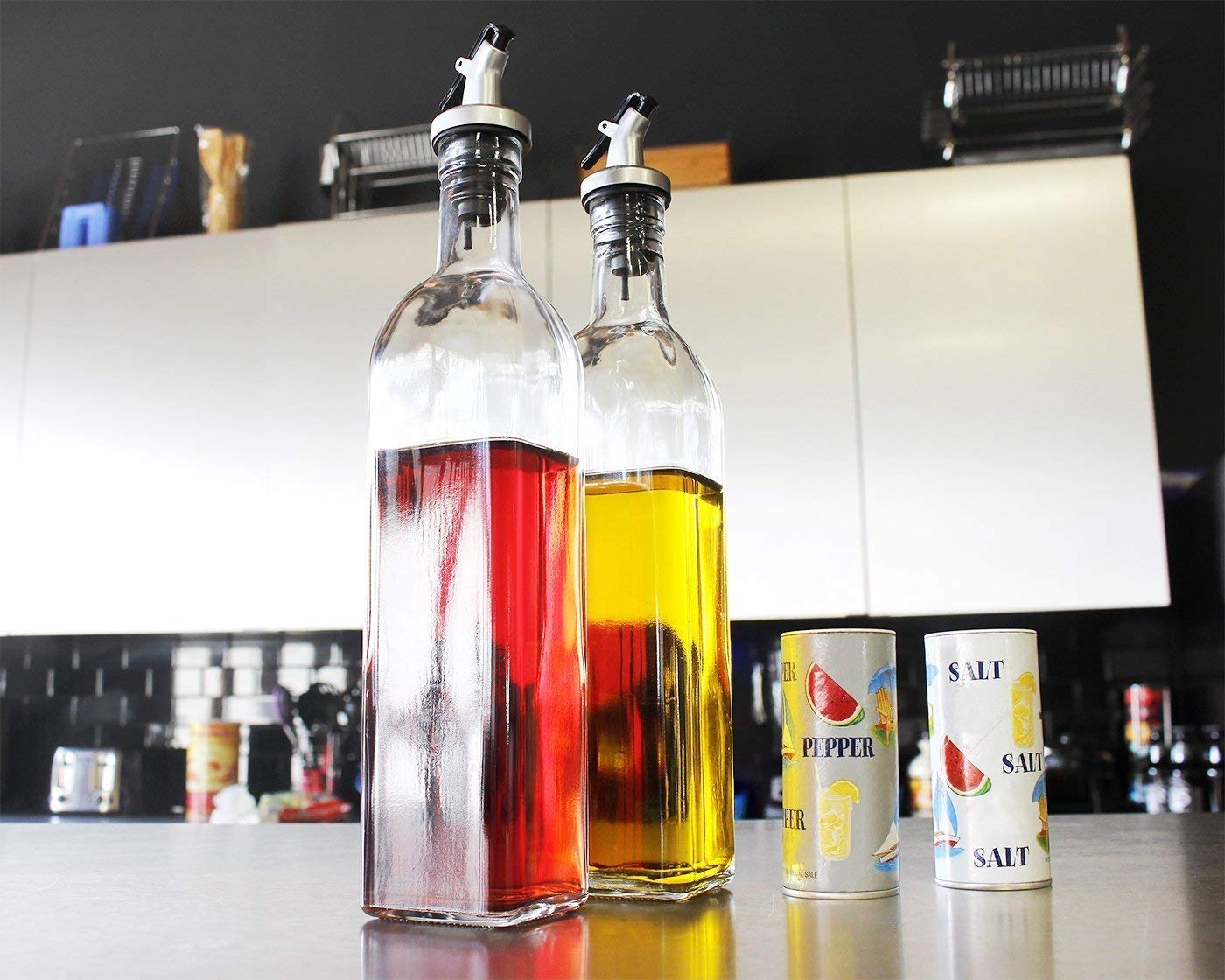 WOOHUBS Enterprise Oil Dispensel Vinegar Cruet Bottle Air Tight Salad Dressing Cruet Glass Oil Bottle