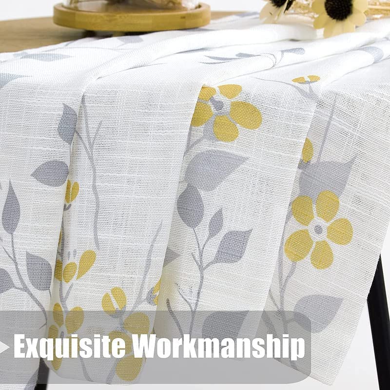 Rich Natural Linen curtains - Printed floral curtains- Semi-transparent - Road Pocket grommets for living room, bedroom, kitchens, 1 piece