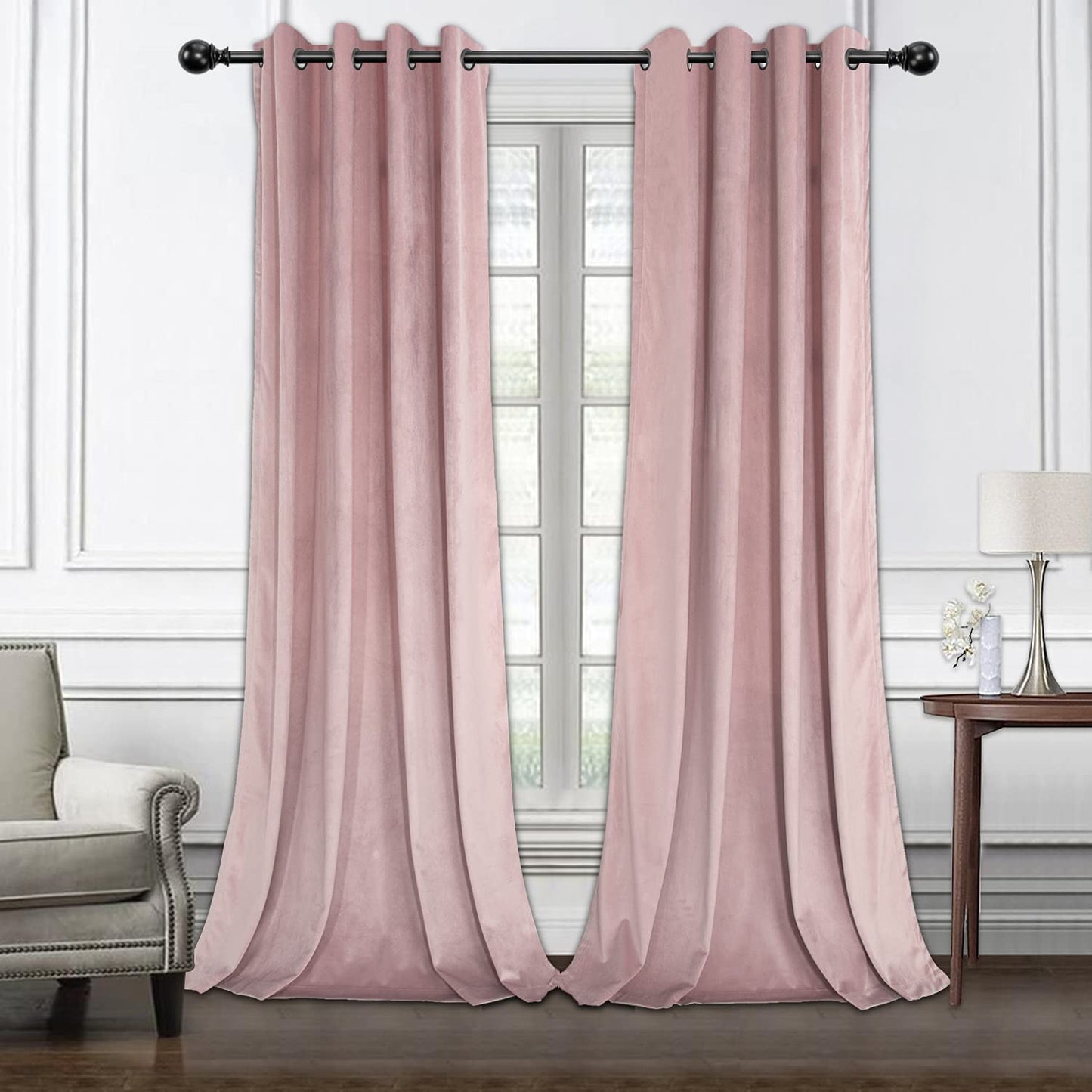 Elegant Velvet Curtains - Thermal Insulated Curtains for Living Room,steel Grommets - Light Blocking Shades - 2 panels