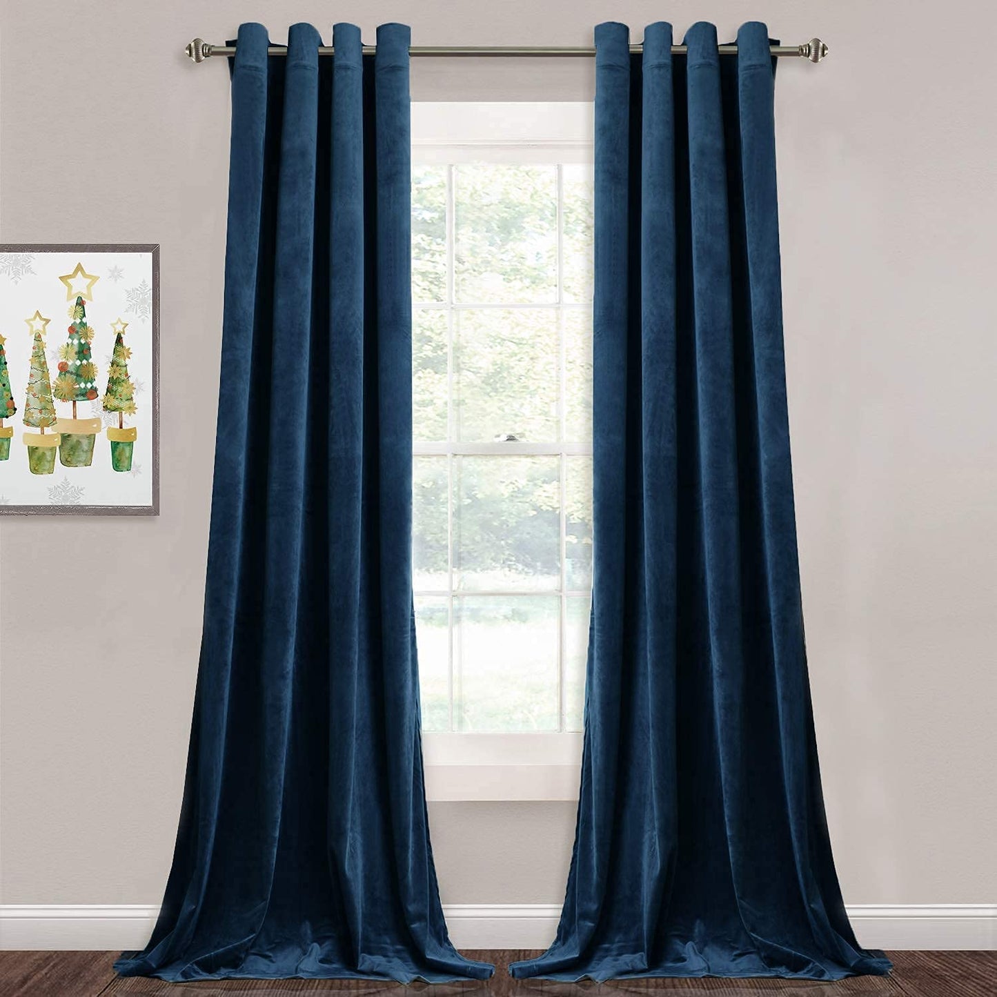 Elegant Velvet Curtains - Thermal Insulated Curtains for Living Room,steel Grommets - Light Blocking Shades - 2 panels