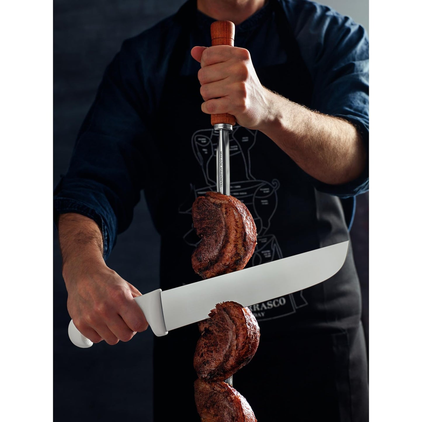 Professional 10" Carving Knife, Stainless Steel Blade, White Polypropylene Handle