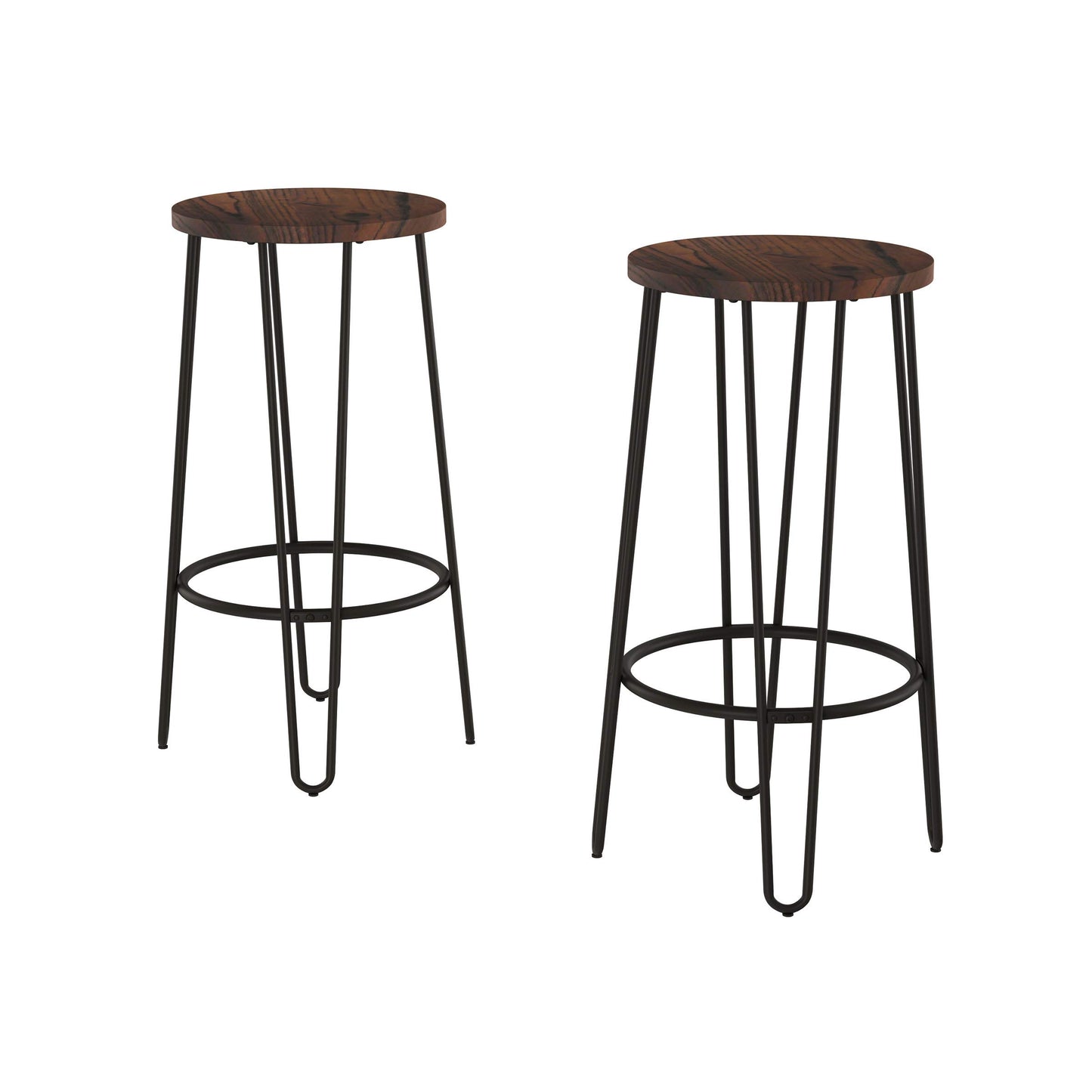 Bar Height Stools-Backless Barstools with Hairpin Legs Wood Seat-Kitchen or Dining Room- Modern Farmhouse Accent Furniture (Set of 2)