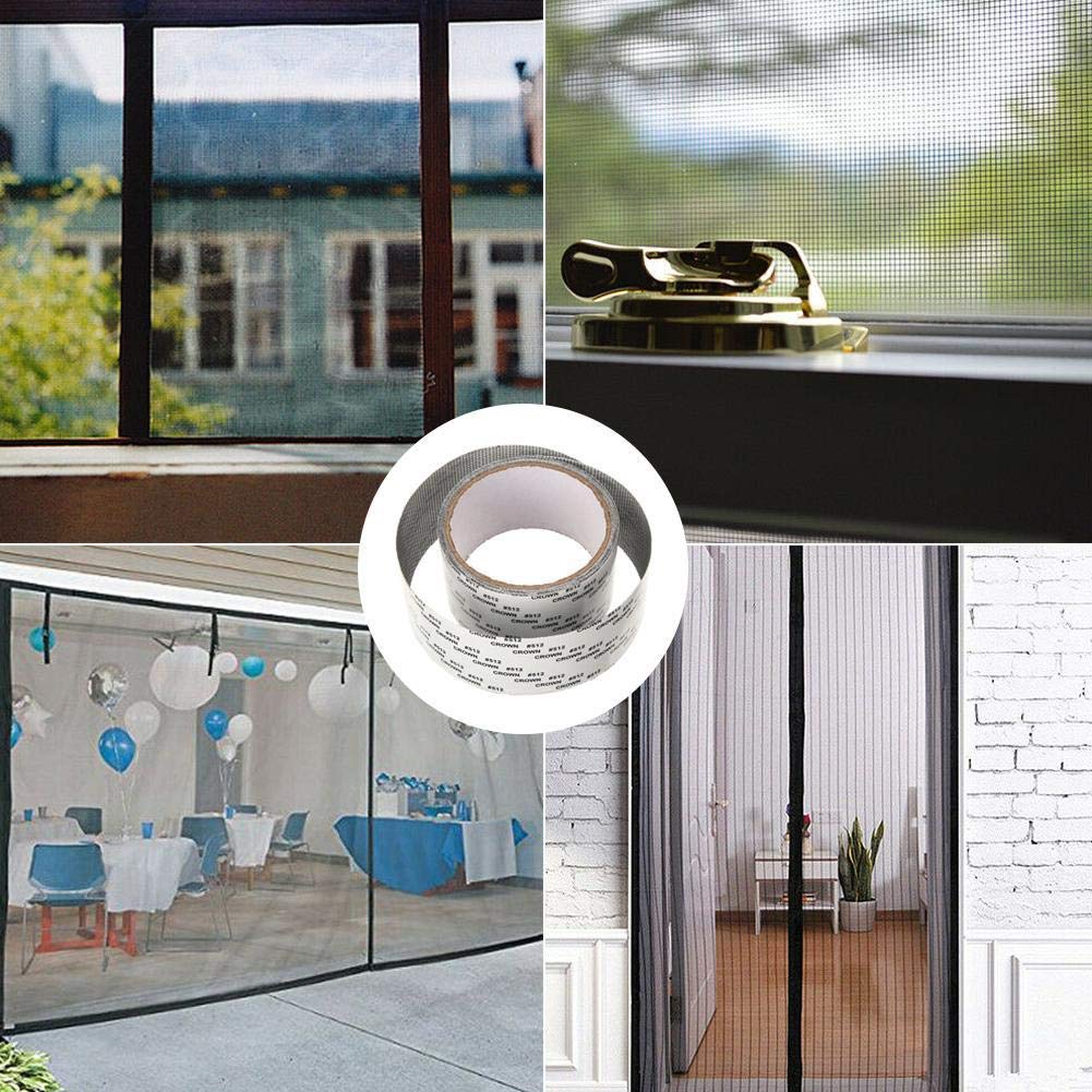 Window screen repair tape, 80 x 2inch door window screen patch repair kit, fiberglass covering mesh repair tape strong adhesive & waterproof seal for repair holes tears (grey)