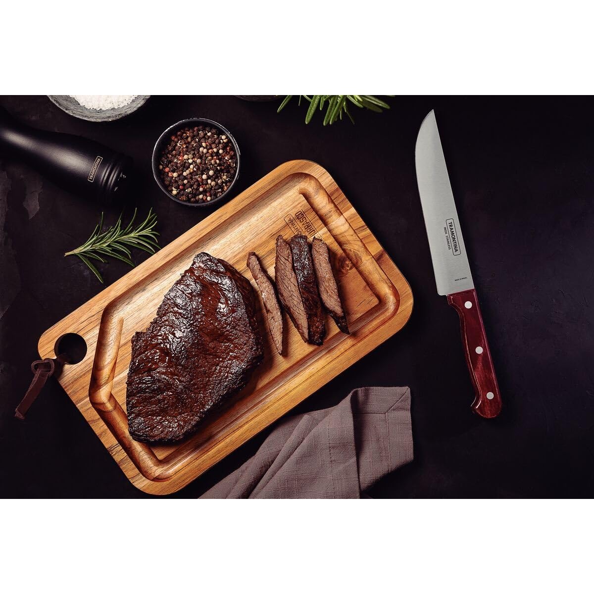 Polywood Stainless Steel Kitchen Knife with Wooden Handle, 7-Inch Blade, Red - Designed for High Performance and Durability, Ideal for Professional and Home Kitchens, Precision Cr