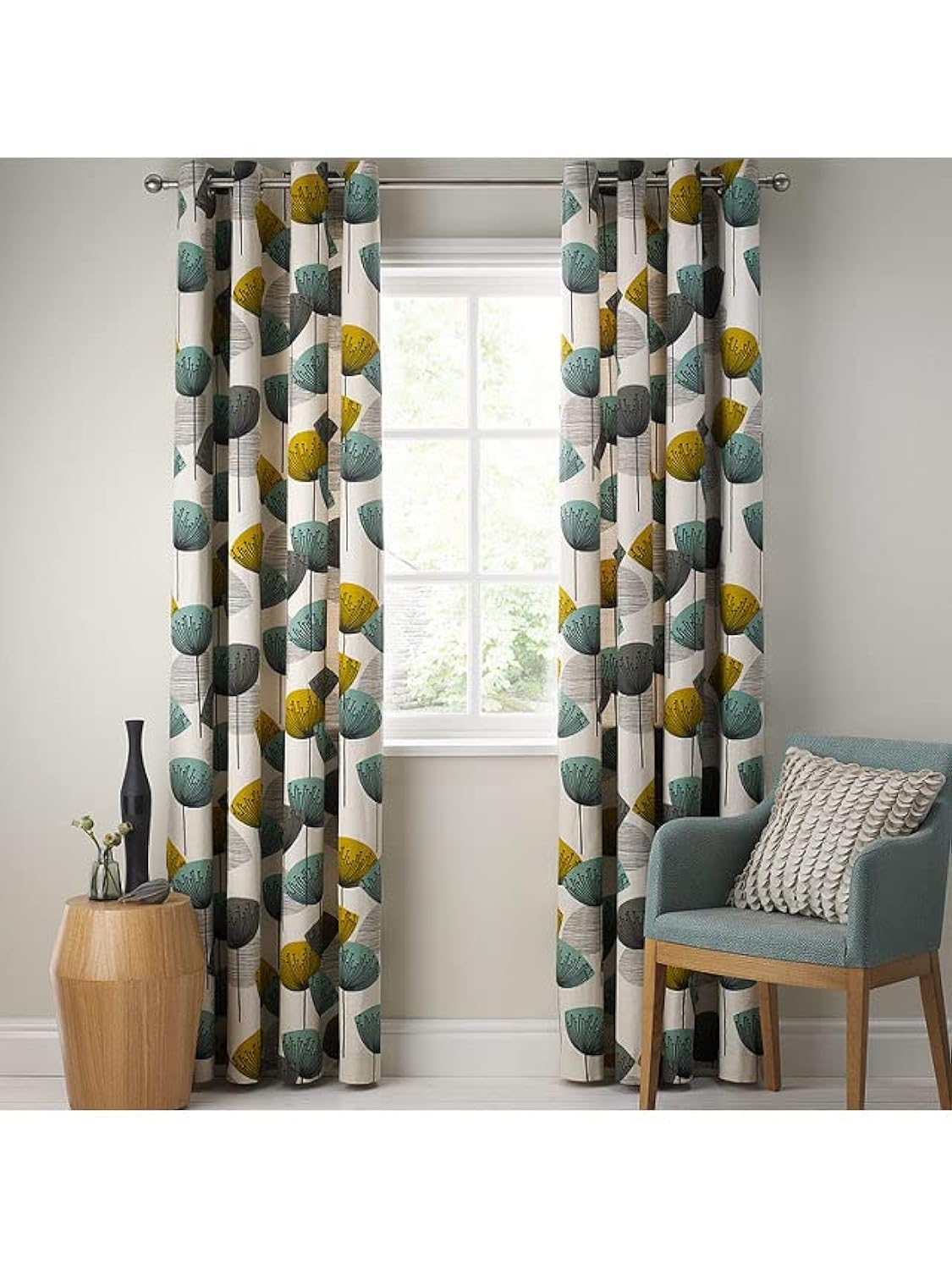 Linen Velvet Sabia Curtains-Modern Multi Colour Sheer Design-Steel Grommets -1 Piece
