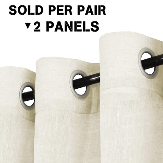 Semi-Transparent Natural Linen Curtains with Elegant Sheer Fabric and Steel Grommets - 1 Piece