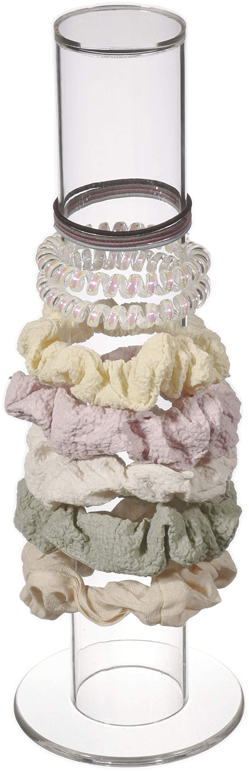 30CM Tall Vertical Scrunchie Holder Stand – 30.5 cm Clear Acrylic Ponytail and Bracelet Organizer, Modern T-Bar Jewelry Display Rack for Teen Girls and Women's Accessories