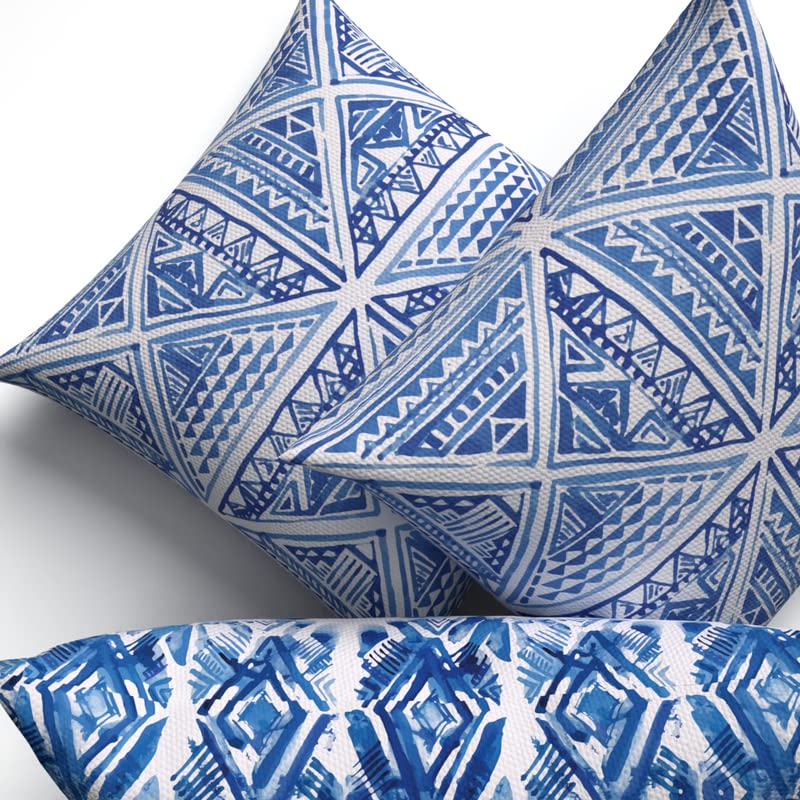 Glam Set Velvet Cushion Cover in Blue & White, a plush decorative pillow with a sophisticated and glamorous pattern, 40x40 cm, perfect for adding a luxurious accent to your sofa or bed
