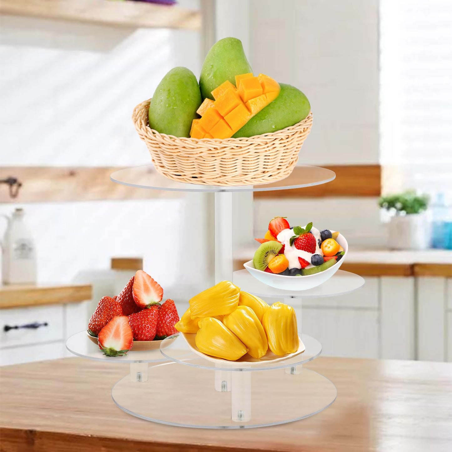 Acrylic Cupcake Tower Stand, 4-Tier Clear Cake Display with Tiered Trays, Dessert and Pastry Holder for Birthday, Baby Shower, Wedding, Christmas, Tea Party and Buffet Presentations, Clear