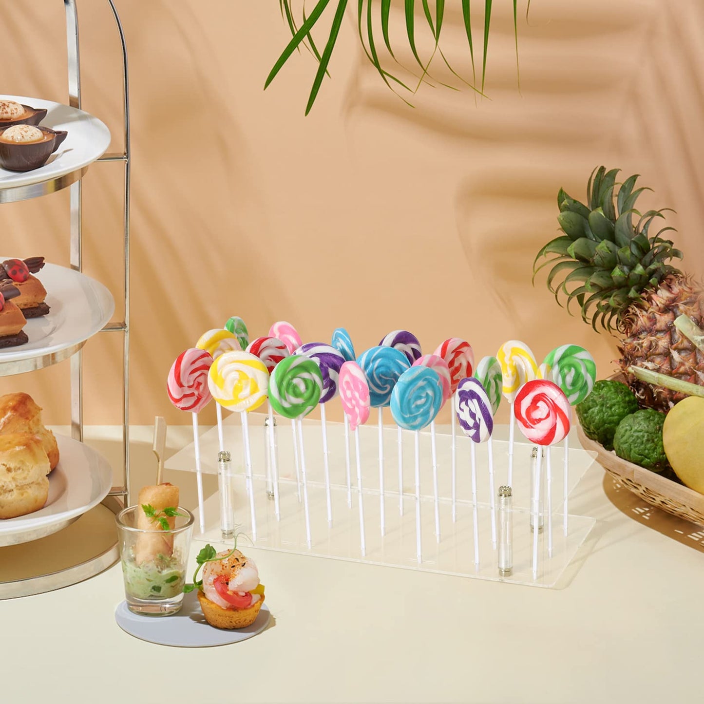 Lollipop Display Stand, Acrylic Cake Pop Holder with 21 Holes, Clear Stand for Lollipops, Cake Pops, Cakepopsicles, for Wedding, Birthday, Baby Shower, Party Dessert Table Presentations