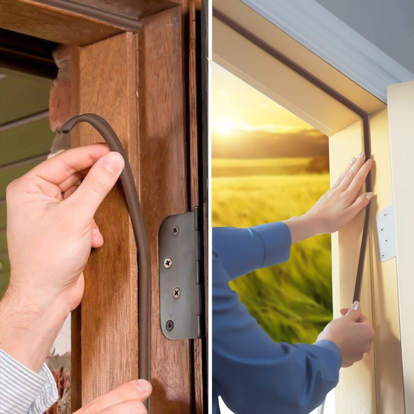 Wawasia Weather Stripping Door Window Seal Strip Self-Adhesive Foam Soundproof Anti-Friction Air Conditioning Seal Strip D Type Insulation White 66FT20M