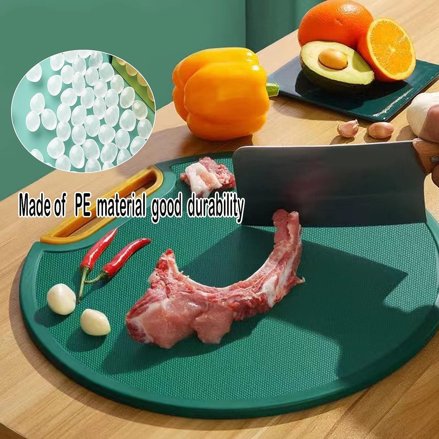 Round Shape Cutting Board, Chopping Board, Heavy Duty Non-Slip, Double Side,for Kitchen Home Meat Vegetable Fruit Cheese