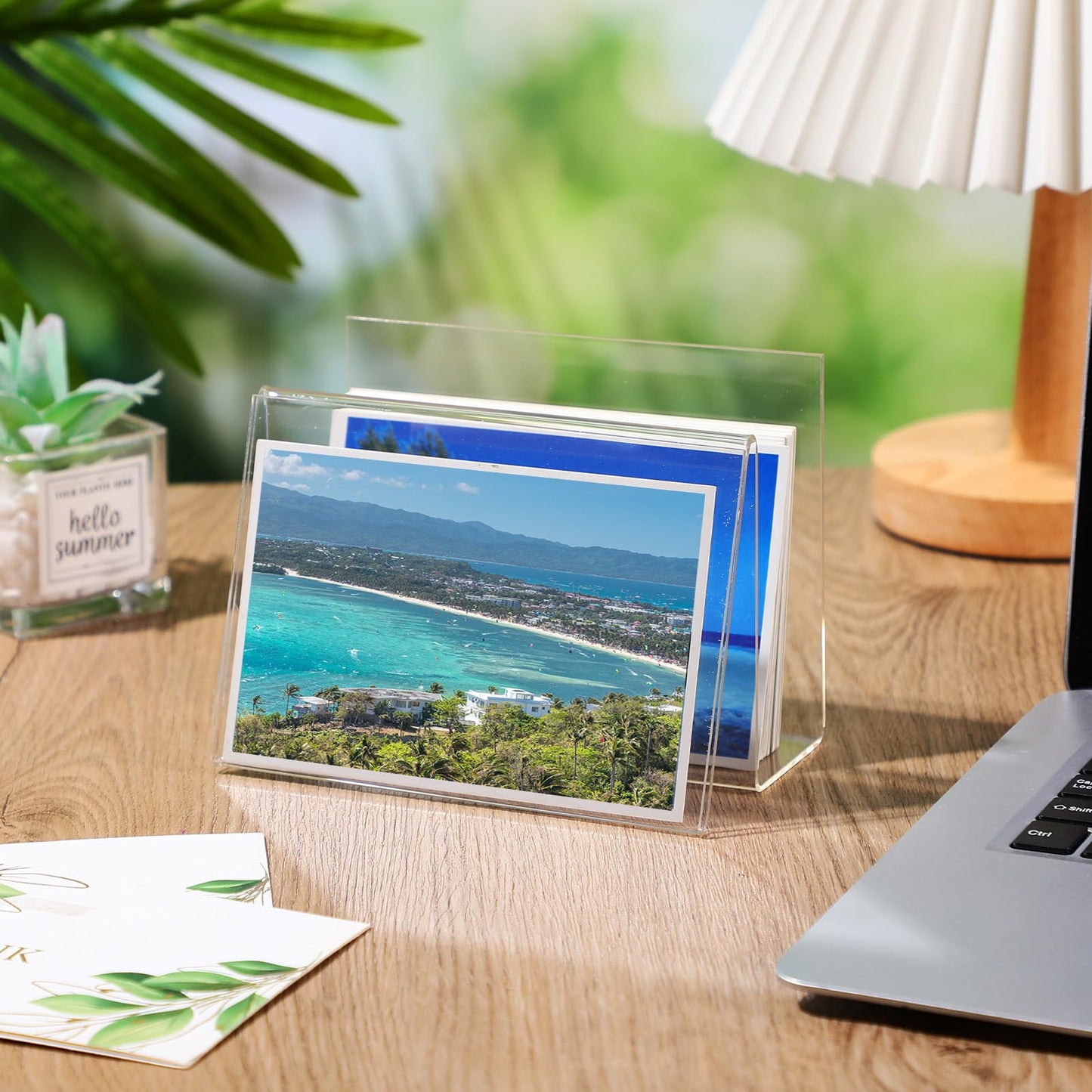 Clear Acrylic Postcard and Business Card Holder Set, 12 Pcs Display Stands for Index Cards, Greeting Cards, and Office Desk Organization