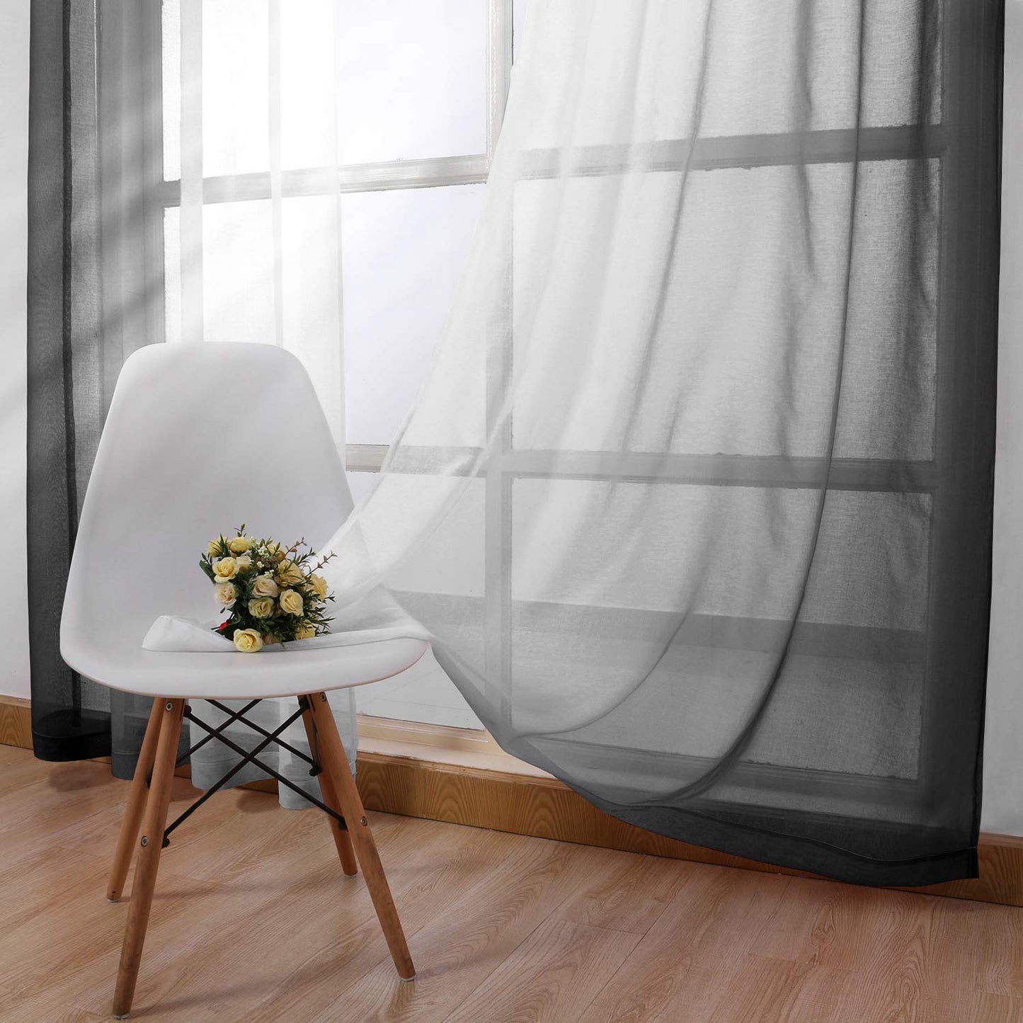 Modern Design Voile chiffon Curtains - Gradient colours- steel Grommets - 2 pieces - for living rooms and bedrooms