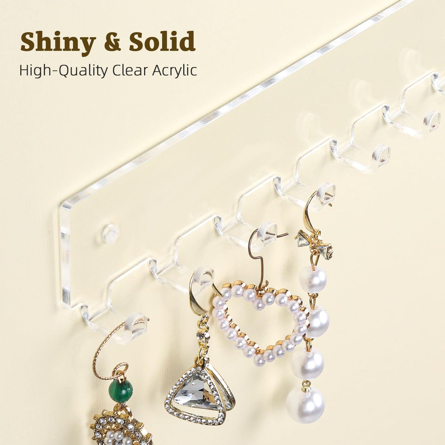 Wall Mounted Acrylic Necklace Holder Set, 2-Piece Hanging Jewelry Organizer with 12 Hooks Each, Perfect for Necklaces, Bracelets, Rings and Bangles Display, Space-Saving Storage, Clear