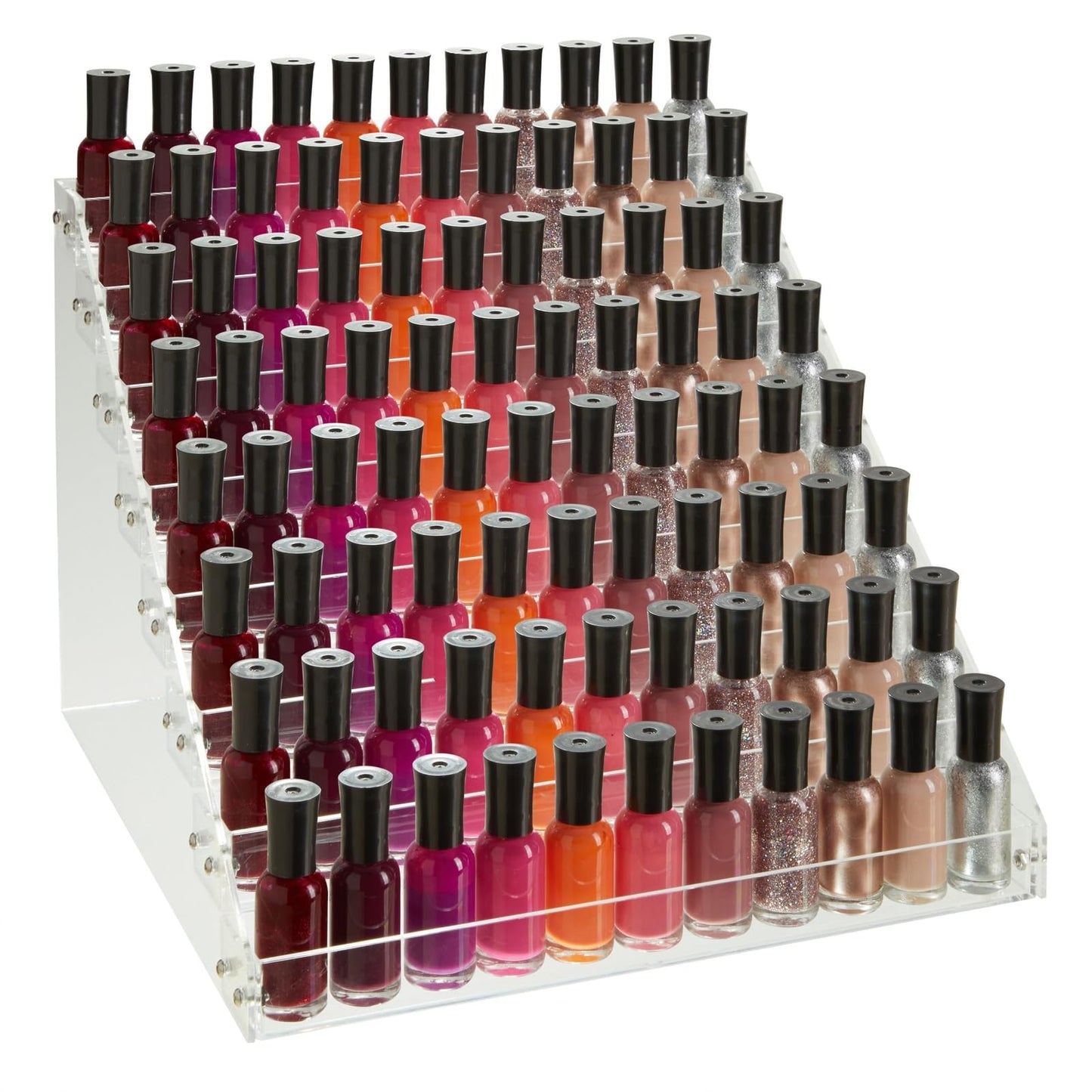 Tier Tiered Acrylic Makeup Organizer, Wide Display Rack for Lipstick, Nail Polish, and Eyeshadow, Clear Countertop Stand for Essential Oils, Paints, and Retail Displays