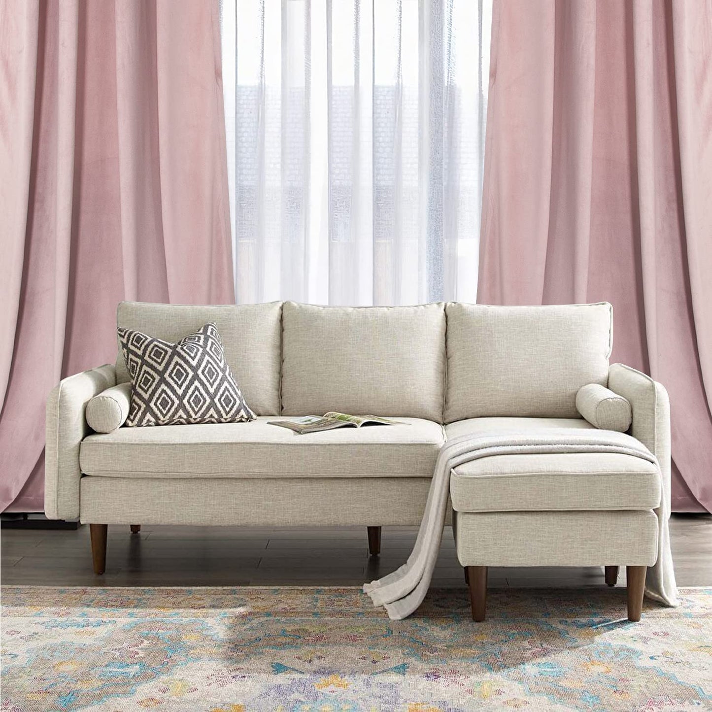 Elegant Velvet curtains - Soft Velour fabric - Steel Grommets - for living rooms - 1 piece-Pink