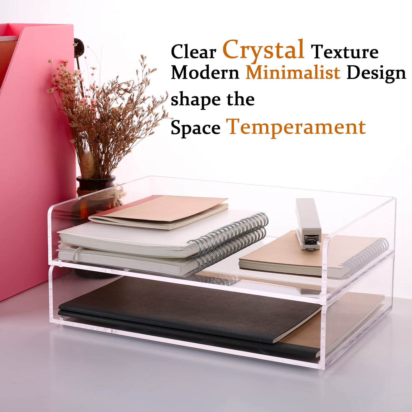 1-Piece Acrylic 4-Tier Paper Organizer Tray, 35 x 26 x 26 cm, Clear File Storage Rack for Desk, Office Accessories, School Supplies, Document Sorting