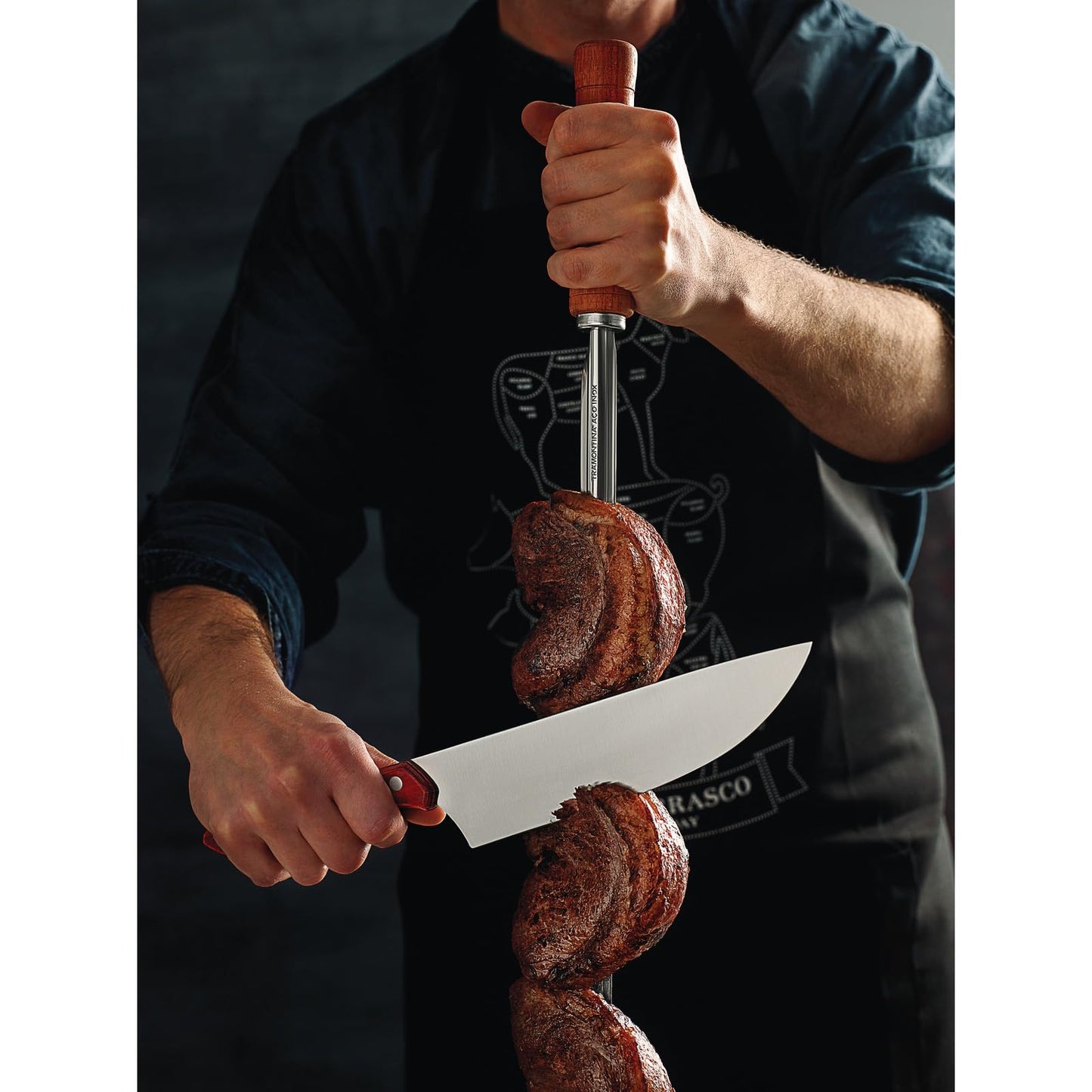 75 cm Barbecue Skewer – Stainless Steel Prong with Sturdy Wooden Handle – Rust-Resistant & Durable for Grilling Meat, Vegetables & BBQ Cooking