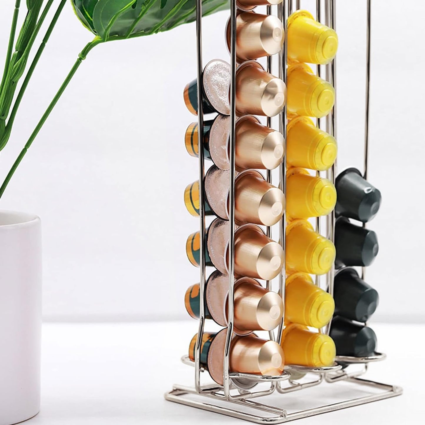 MuHadJiya Coffee Pod Holder for Nespresso Pod Dispenser Pod Rack Coffee Capsule Holders Coffee Station Organizer Metal Coffee Pods Storage Stand Rack for Capsule Holder for 60 Capsule
