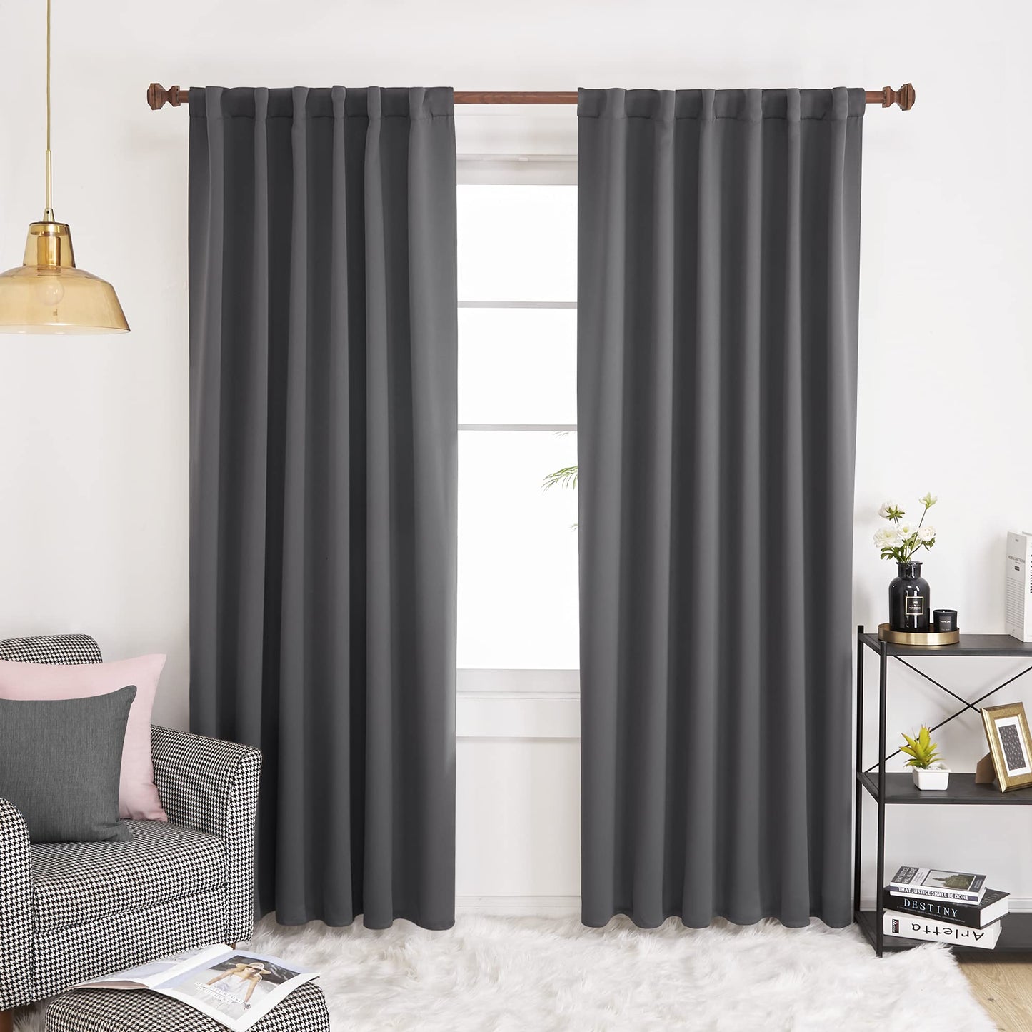 Elegant Blackout Curtains-Back Tap design-thermal Insulated fabric-for room Darkness - 1 Piece