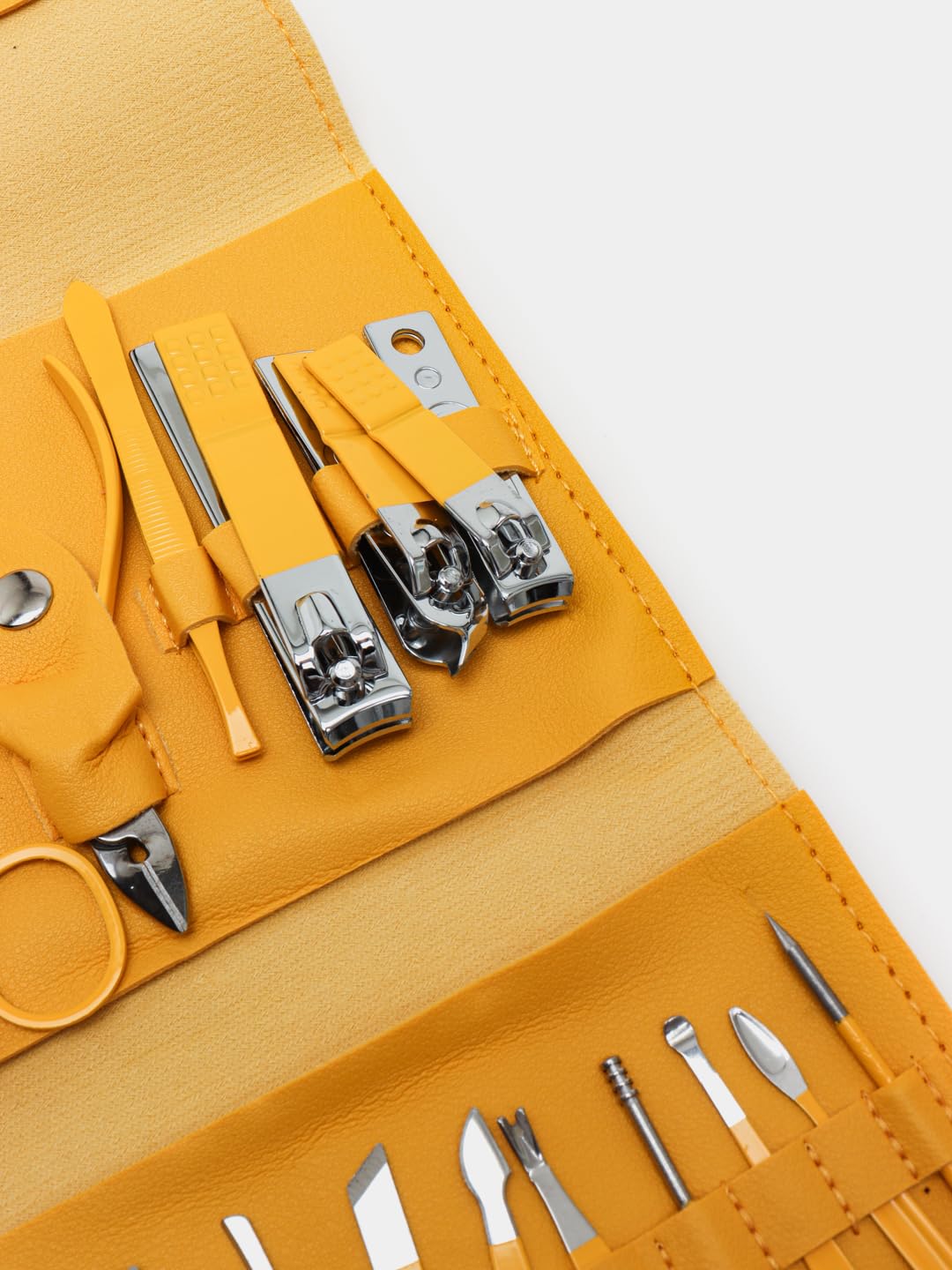 طقم قص الأظافر، مجموعة من 16 قطعة من الفولاذ المقاوم للصدأ مع مقص أظافر وملقط ومقص بشرة، ومجموعة أدوات مانيكير وباديكير للمنزل والسفر