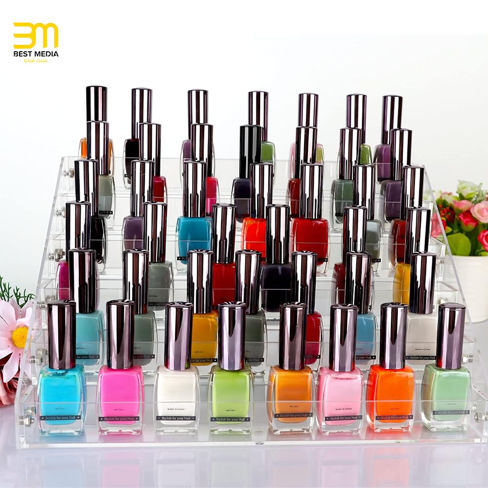 6-Tier Clear Acrylic Display Stand for Nail Polish and Paint Bottles, Tiered Tabletop Rack and Organizer for Essential Oils, Inks, and Cosmetics, Professional and Elegant Storage Holder