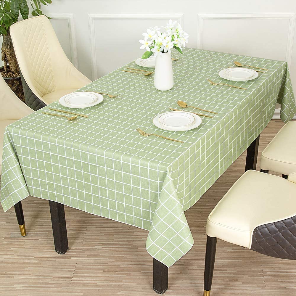 PVC Plastic Waterproof Rectangle Vinyl Tablecloth,Washable Tablecloth For Dinner/Party/Holiday/Indoor/Outdoor - 60"x54"(Light Green)