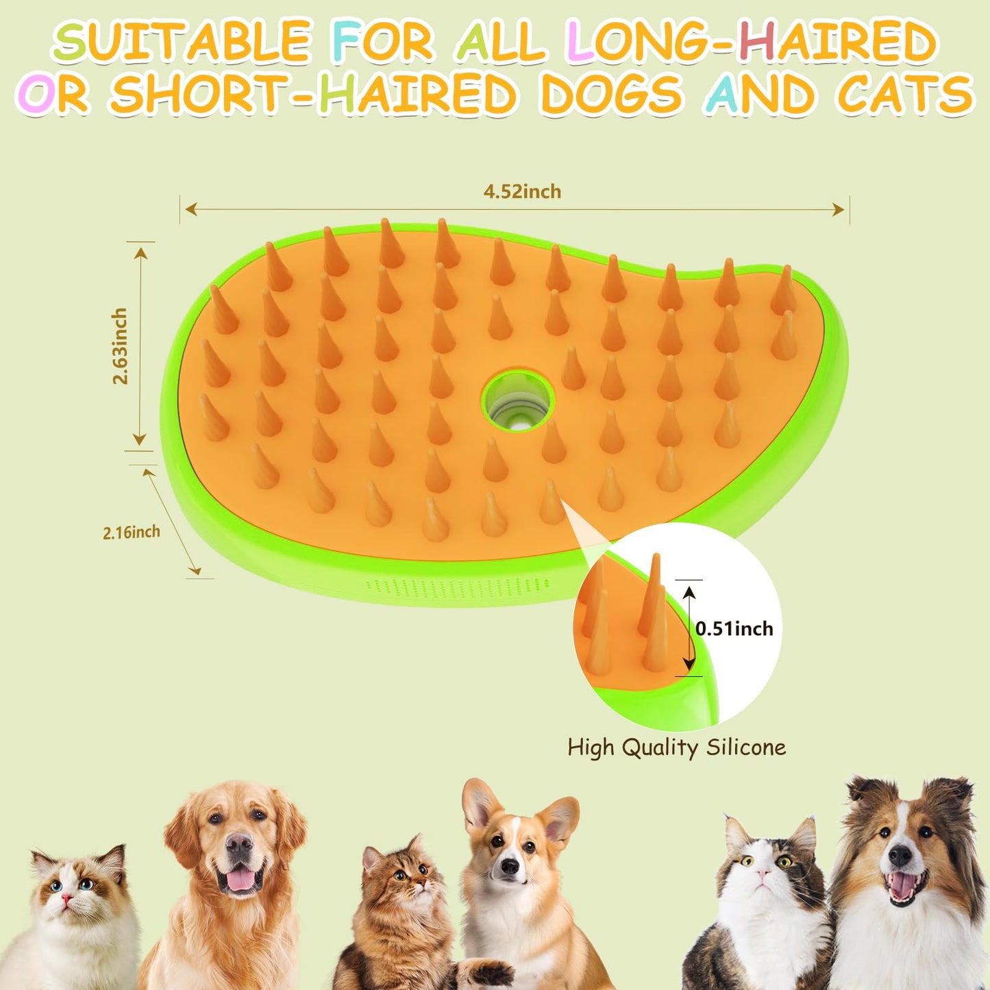 Cat Steam Brush, 3 In1 Steam Cat Brush, Steam Brush for Cats, Steamy Cat Brush, Rechargeable Silicone Steam Pet Brush, Multifunctional Pet Hair Comb for Removing Tangled And Loosse Hair (Yellow)