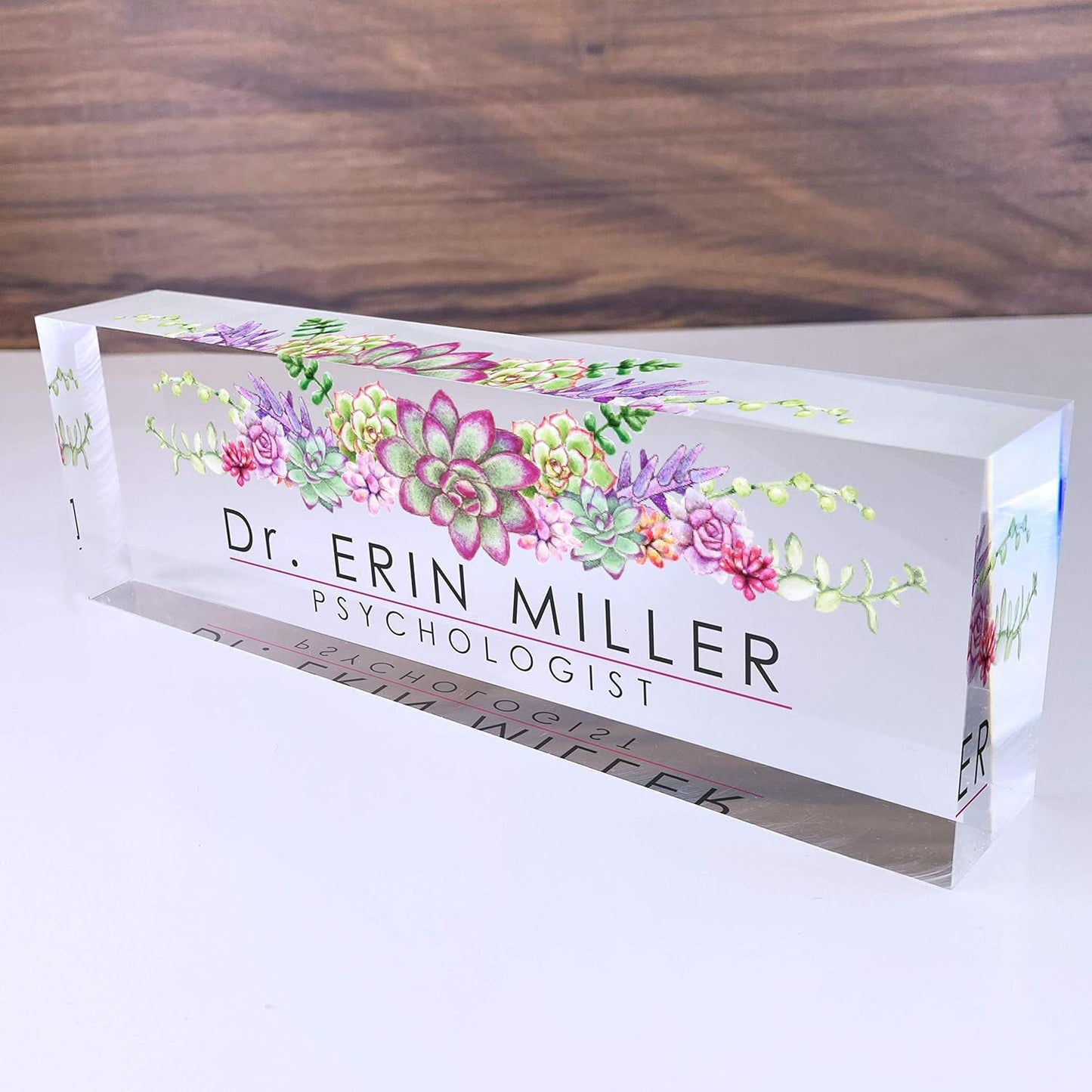 Best Media, Personalized Name Plate for Desks (20x3x6 cm), Custom Desk Name Plate with Name and Credentials, Office Desk Decor