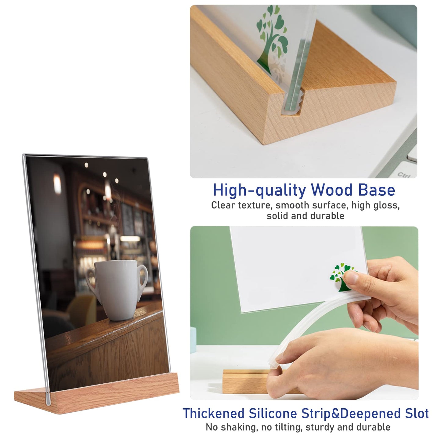 Acrylic Sign Holder, A4 Size Clear Slanted Display Stand for Menus and Notices, Ideal for Restaurant Counters, Tables, Cafés and Food Stalls, Easy to Read and Change, Clear
