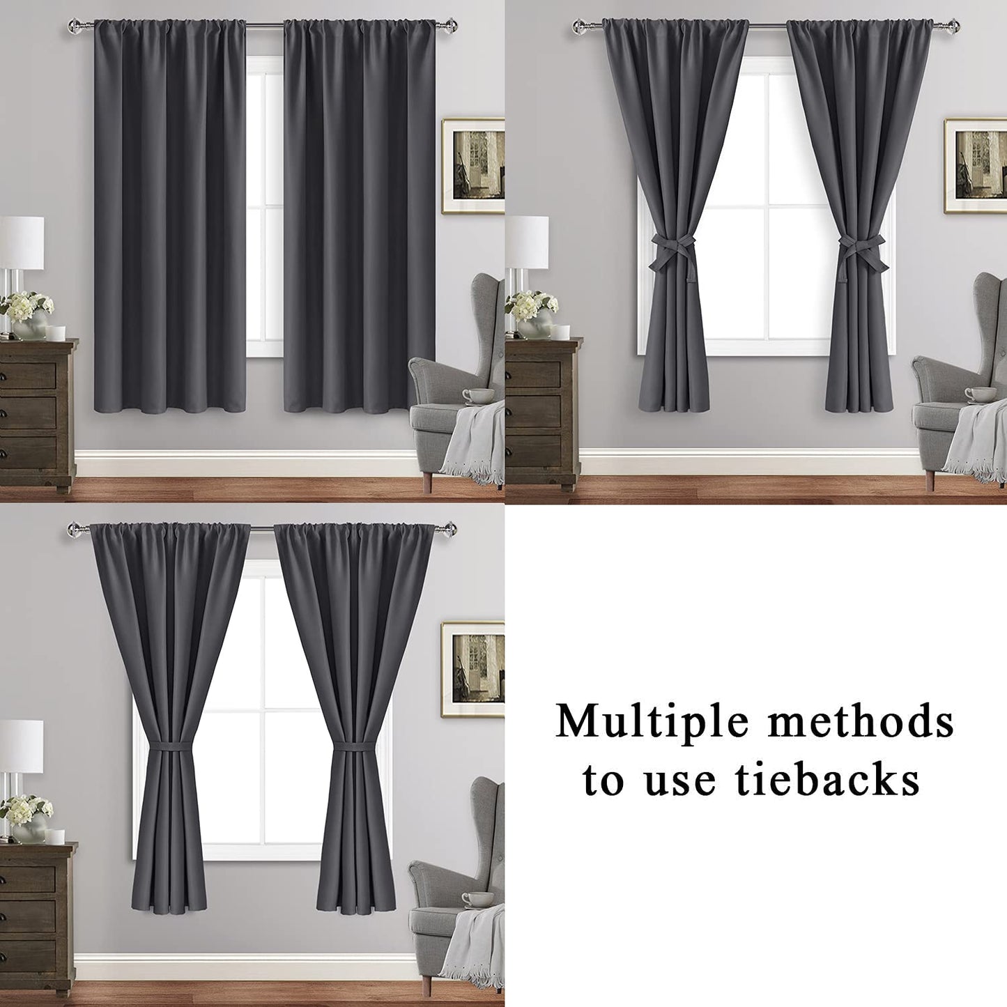 Blackout Curtains for Bedroom - Thermal Insulated Room Darkening Noise Reducing- cover pocket design - 1 panel with tie-pack